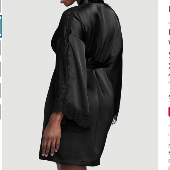 Victoria’s Secret Lace Inset Satin Robe in Black sz med/lg - Picture 2 of 7